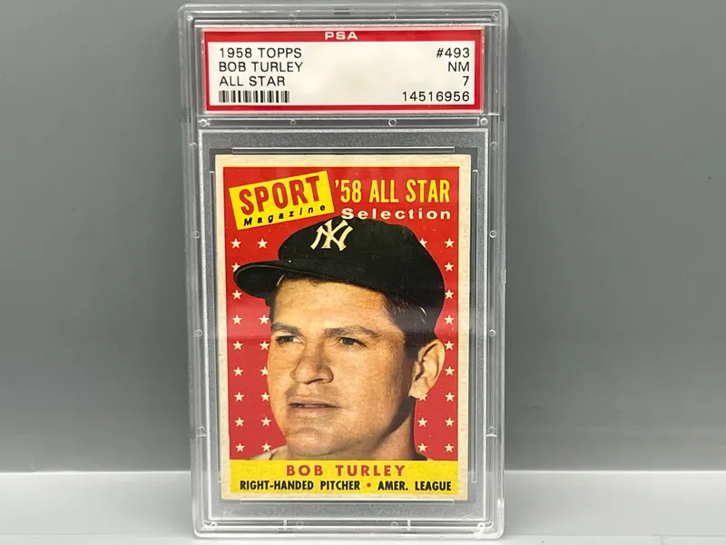 1958 Topps Bob Turley All Star #493 PSA NM 7 from auction in Greenville, Ohio — image 2