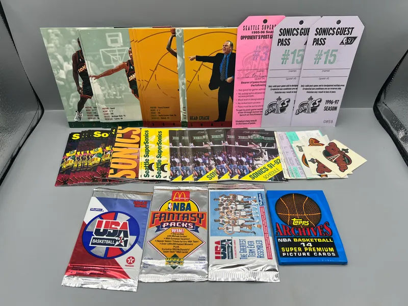 Assorted Basketball Memorabilia Lot W/ Unopened Packs & Ticket Stubs from auction in Greenville, Ohio — image 19