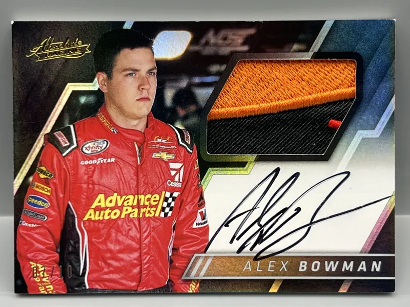 2017 Panini Absolute Racing Alex Bowman Driver Worn Patch Auto #/10 from auction in Greenville, Ohio — image 45