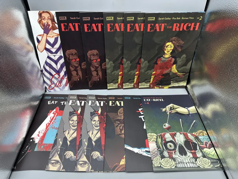 BOOM! Studios Eat the Rich #1, 2, 3 & 4 (2021) - 12 total copies including Becca Carey and Corin Howell variants - First appearance of main characters from auction in Greenville, Ohio — image 46