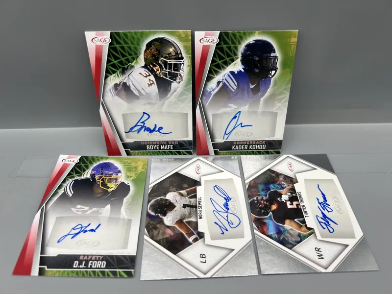(5) Assorted Sage Football Auto Cards - Boye Mafe from auction in Greenville, Ohio — image 13