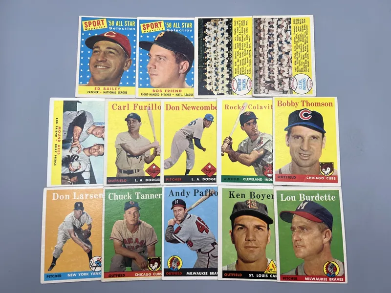 (14) 1958 Topps Baseball Star Player & Team Cards - Varying Conditions from auction in Greenville, Ohio — image 11