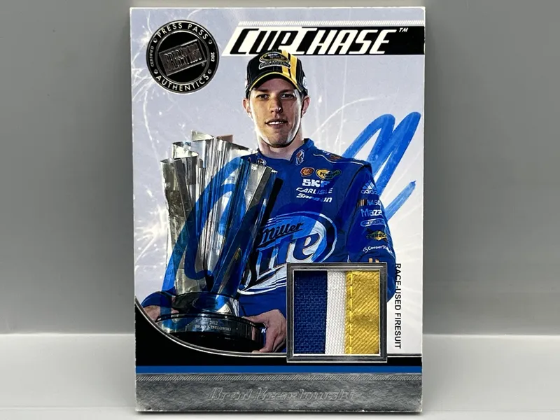 2012 Press Pass Brad Keselowski Cup Chase Race Used Firesuit Tri Color Patch W/ In Person Auto - No COA On Auto from auction in Greenville, Ohio — image 34