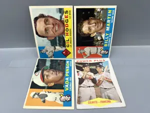 (4) 1960 Topps Baseball Star Player Cards - Varying Conditions
