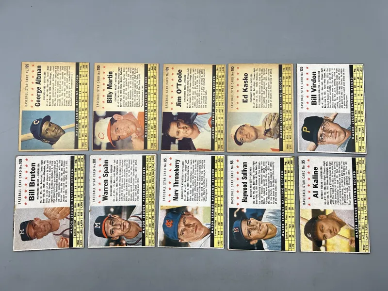 (10) 1961 Post Cereal Baseball Cards W/ Al Kaline & Warren Spahn from auction in Greenville, Ohio — image 12