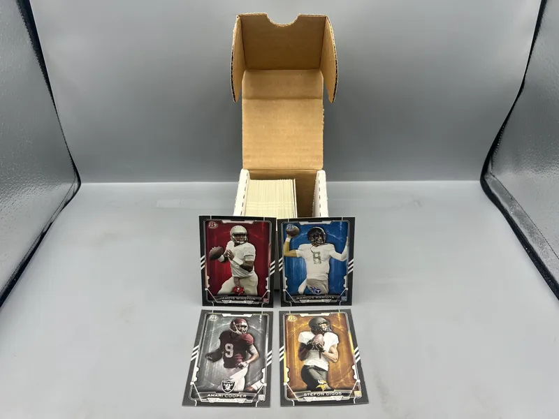 2015 Bowman Black Border Parallel Football Complete 110 Card Rookie Set W/ Jameis Winston RC, Marcus Mariota RC, & Stefon Diggs RC from auction in Greenville, Ohio — image 20