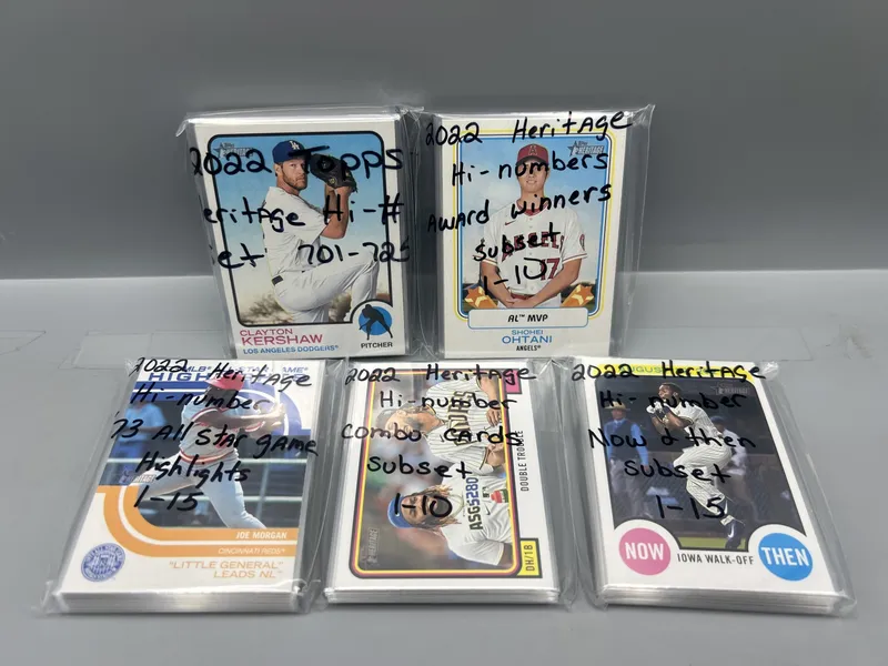 (5) 2022 Topps Heritage High Number Baseball Complete Short Print Set & 4 Complete Insert Sets from auction in Greenville, Ohio — image 32