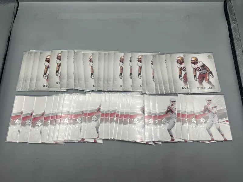 (50) 2012 Upper Deck SP Authentic Luke Kuechly RCs #65 & 2014 Upper Deck SP Authentic Derek Carr RCs #10 - (25) Of Each from auction in Greenville, Ohio — image 41