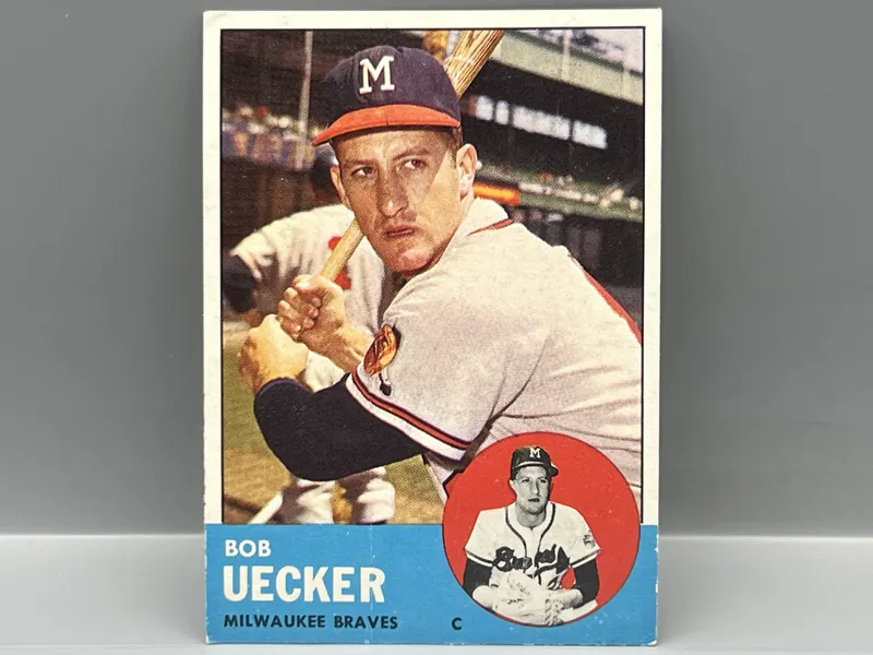 1963 Topps #126 Bob Uecker / Braves - Paper Loss from auction in Greenville, Ohio — image 46