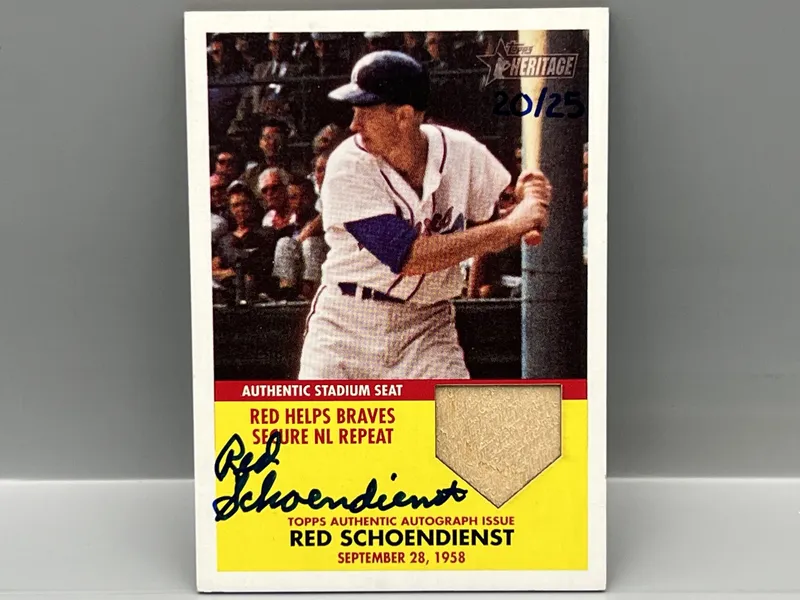 2007 Topps Heritage Red Schoendienst Hand Numbered On Card Stadium Seat Patch Auto #20/25 from auction in Greenville, Ohio — image 48