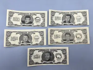 (5) 1962 Topps Football Bucks $5 Cards W/ Stars - Varying Conditions