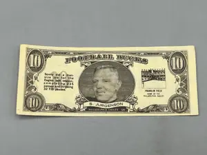 1962 Topps Football Bucks $10 Sonny Jurgenson