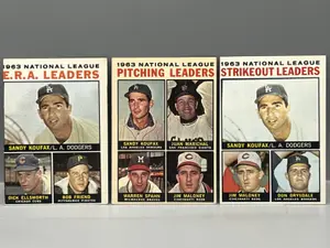 1964 Topps - #1, #3, #5 - Sandy Koufax AL Pitching Leaders