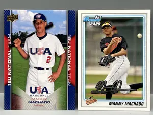 2009 Upper Deck USA Baseball Manny Machado RC/Prospect #USA-32 & 2010 Bowman Paper 1st Bowman RC #BDPP80