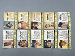 (10) 1961 Post Cereal Baseball Cards W/ Al Kaline & Warren Spahn