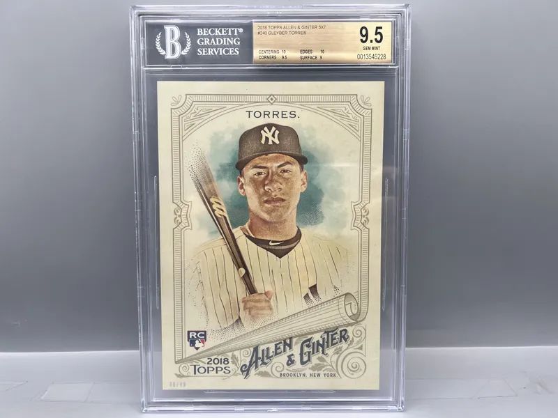 2018 Topps Allen & Ginter Gleyber Torres 5"x7" RC #240 BGS Gem Mint 9.5 from auction in Greenville, Ohio — image 4