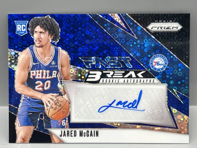 2024-25 Panini Prizm Jared McCain Fast Break Blue RC Auto #/49 from auction in Greenville, Ohio — image 27