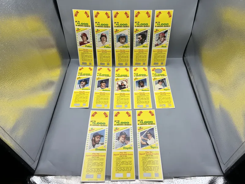 (13) 1982 Topps Squirt Baseball Uncut Panel Cards - Pete Rose, Mike Schmidt, George Brett from auction in Greenville, Ohio — image 15