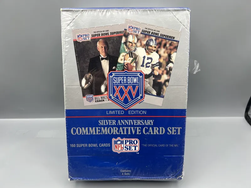 1990 Pro Set Silver Anniversary Commemorative Football Factory Sealed Box With 4 Complete Sets Inside from auction in Greenville, Ohio — image 29