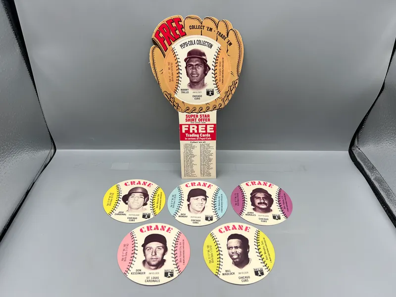 (5) 1976 Crane Baseball & (1) 1977 Pepsi-Cola Collection Manny Trillo Unpunched from auction in Greenville, Ohio — image 13