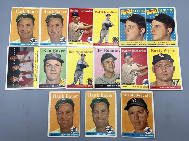 (15) 1958 Topps Baseball Star Player Cards - Frank Robinson, Jim Bunning, Early Wynn - Varying Conditions from auction in Greenville, Ohio — image 15