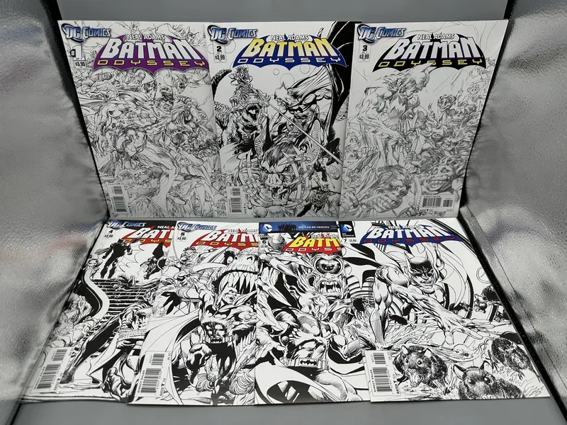 DC Comics Batman Odyssey lot of 7 (2011-2012) - Complete set of Neal Adams retailer incentive sketch variants from auction in Greenville, Ohio — image 34