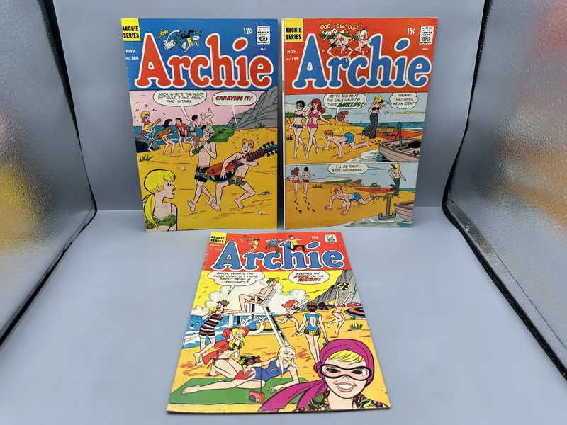 Archie Comics Archie #186, #195, and #203 (1968-1970) - Dan DeCarlo beach covers from auction in Greenville, Ohio — image 42