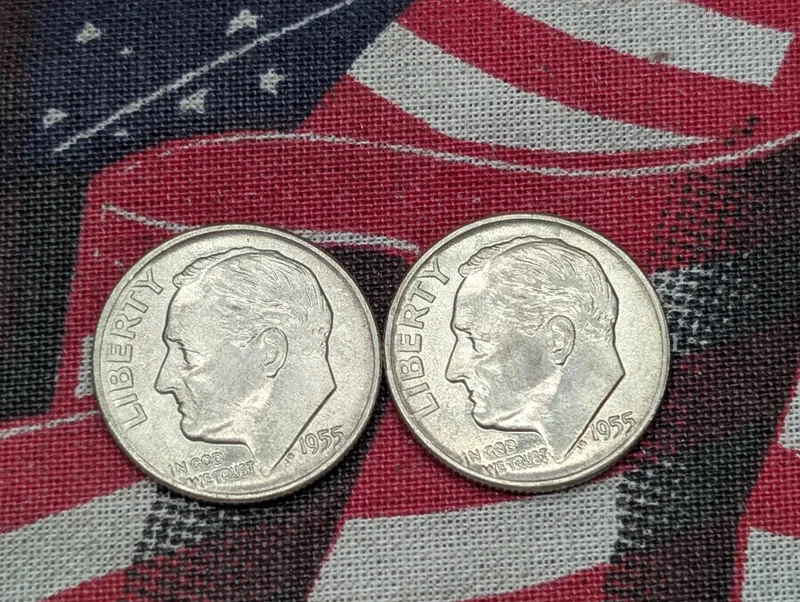 (2) 1955-D Roosevelt Dimes, 90% Silver from auction in Greenville, Ohio — image 11