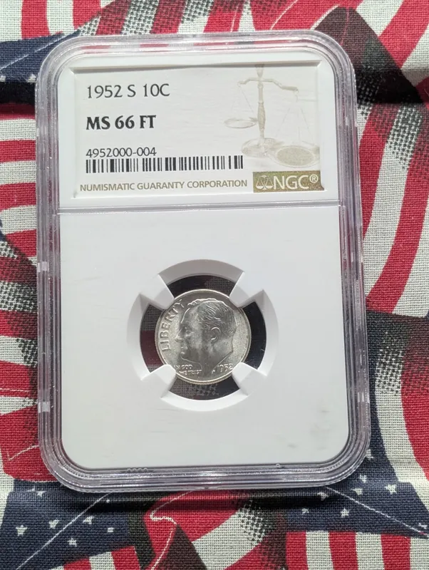 1952-S Roosevelt 90% Silver Dime NGC MS 66 FT from auction in Greenville, Ohio — image 5