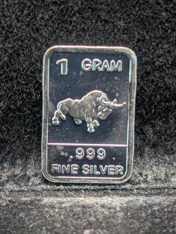 Bull Design 1 Gram .999 Fine Silver Art Bar from auction in Greenville, Ohio — image 13