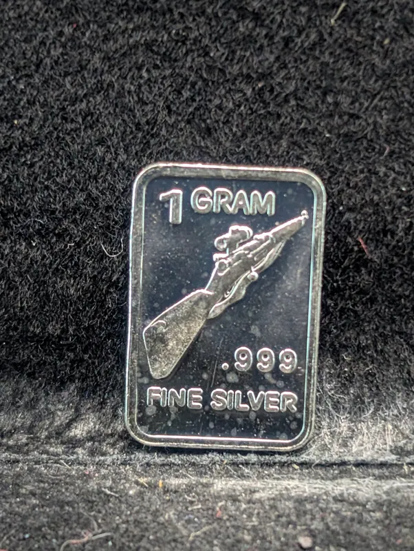 Personal Protection Device Design 1 Gram .999 Fine Silver Art Bar from auction in Greenville, Ohio — image 31