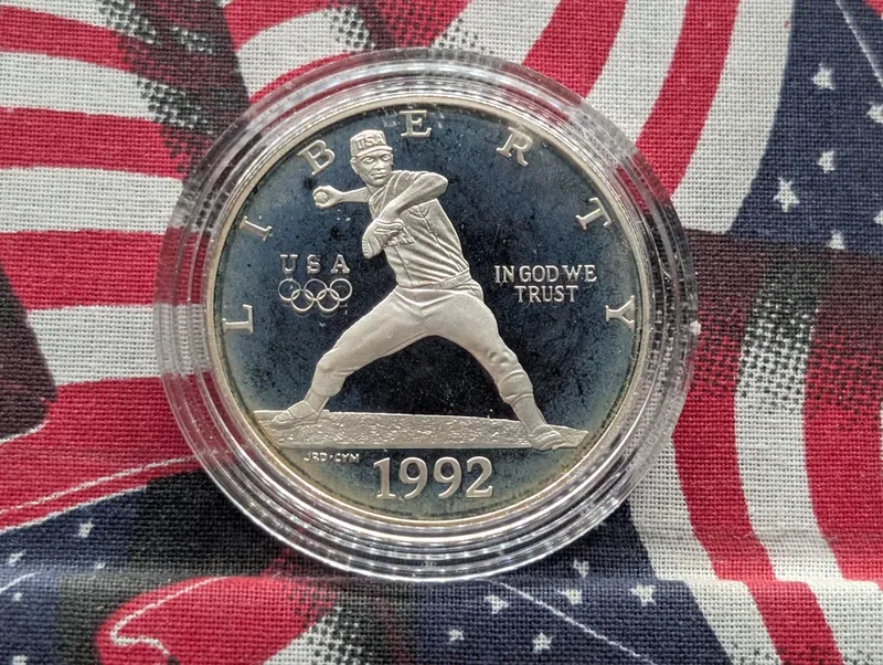1992-S U.S. Baseball Olympic One Dollar Coin, 90% Silver, 26.73 g from auction in Greenville, Ohio — image 38