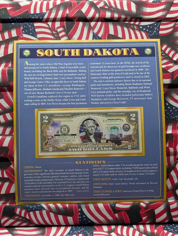2013 Series South Dakota $2 Colorized Note W/ Display from auction in Greenville, Ohio — image 2