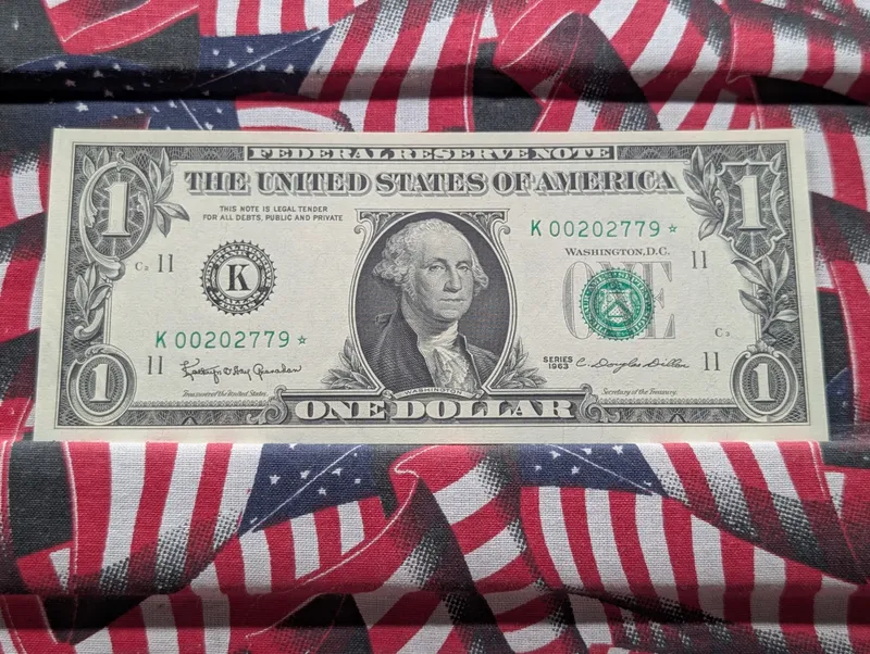 1963 Series $1 Dallas Star Note - 8,960,000 Mint - Crisp from auction in Greenville, Ohio — image 9