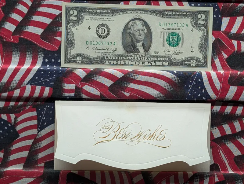 1976 Series $2 U.S. Federal Reserve Note In A Best Wishes Envelope from auction in Greenville, Ohio — image 36