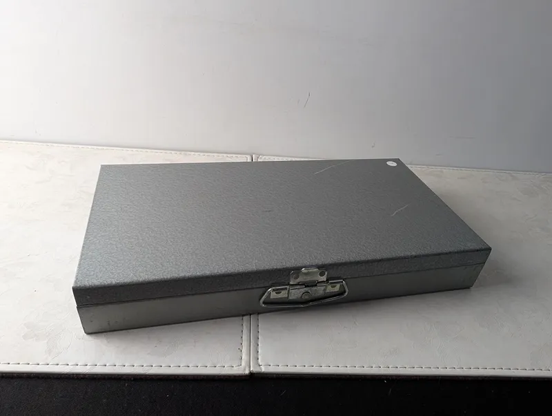 *EMPTY* Vintage Hammertone Gray Metal 2x2 Slide Storage Case - Holds 150 Coins - No Coins Included from auction in Greenville, Ohio — image 15