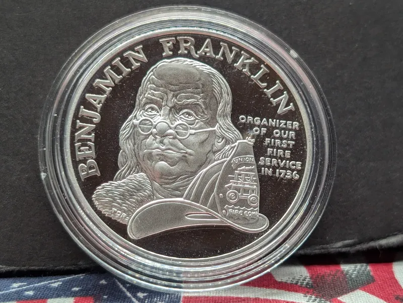 1993-P U.S. Mint Benjamin Franklin Fire Service Medal, .999 Silver from auction in Greenville, Ohio — image 16