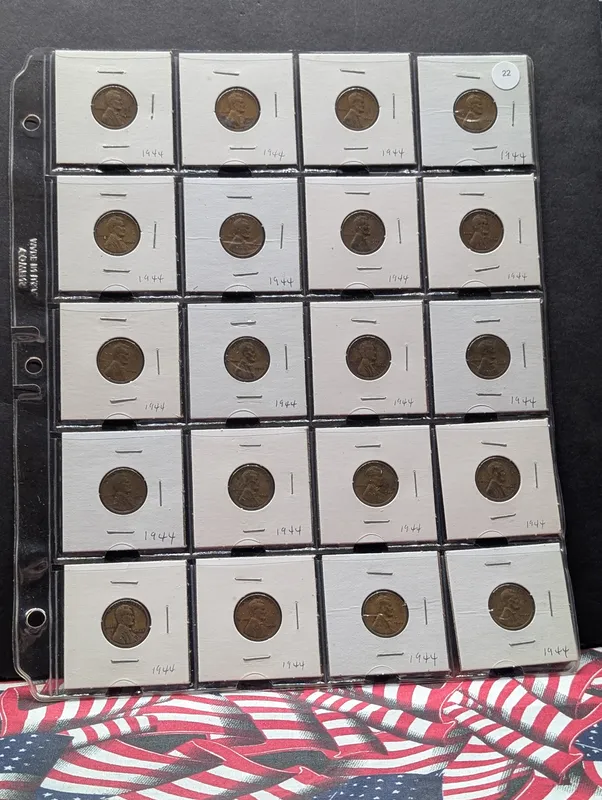 (20) 1944 Wartime Lincoln Wheat Cents - Shell Brass from auction in Greenville, Ohio — image 23