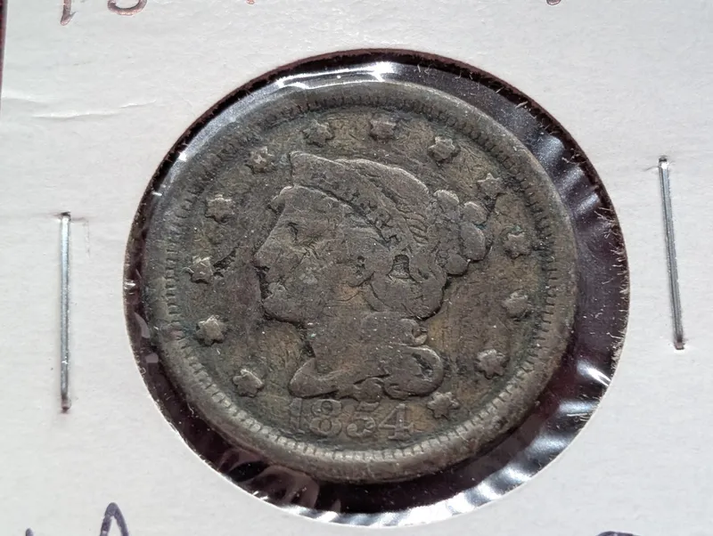 1854 US Braided Hair Large Cent from auction in Greenville, Ohio — image 8