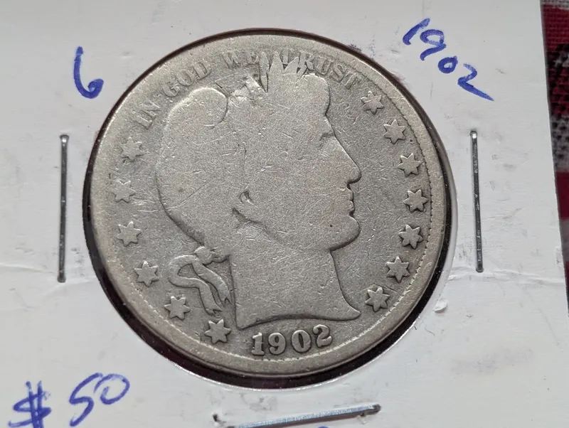 1902 US Barber Half Dollar, 90% Silver from auction in Greenville, Ohio — image 12