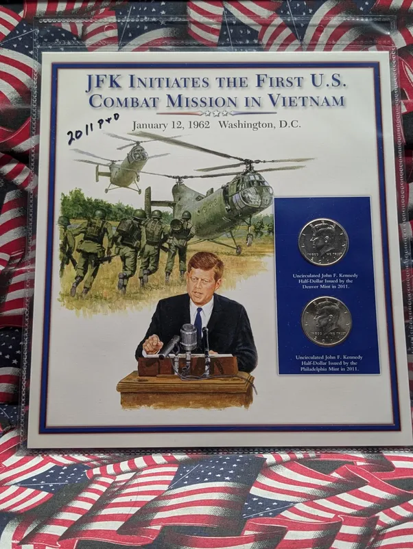 2011-P & D Kennedy Half Dollars on JFK Initiates the First US Combat Mission in Vietnam Panel from auction in Greenville, Ohio — image 30