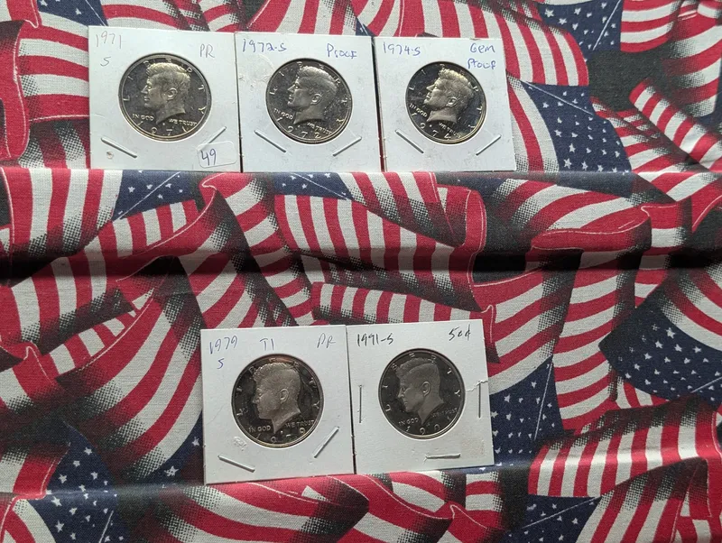 (5) Kennedy Half Dollars Proof Coins, 1971-S, 1972-S, 1974-S, 1979-S and 1991-S - Includes 1979-S Type 1 Variety from auction in Greenville, Ohio — image 42