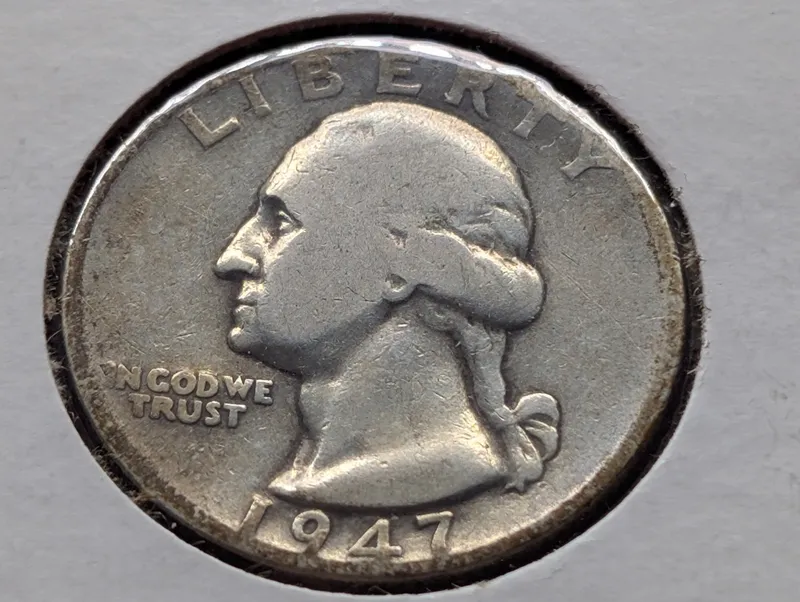 1947-P US Washington Quarter, 90% silver from auction in Greenville, Ohio — image 7