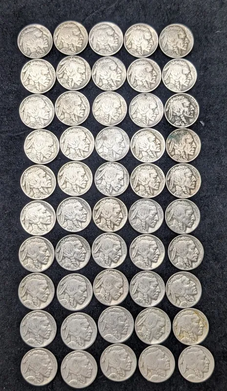 (50) Indian Head Buffalo Nickels - Mixed dates and mint marks - Dates are readable from auction in Greenville, Ohio — image 15