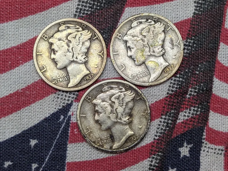 1937 P, D & S Mercury Dimes, 90% Silver from auction in Greenville, Ohio — image 17