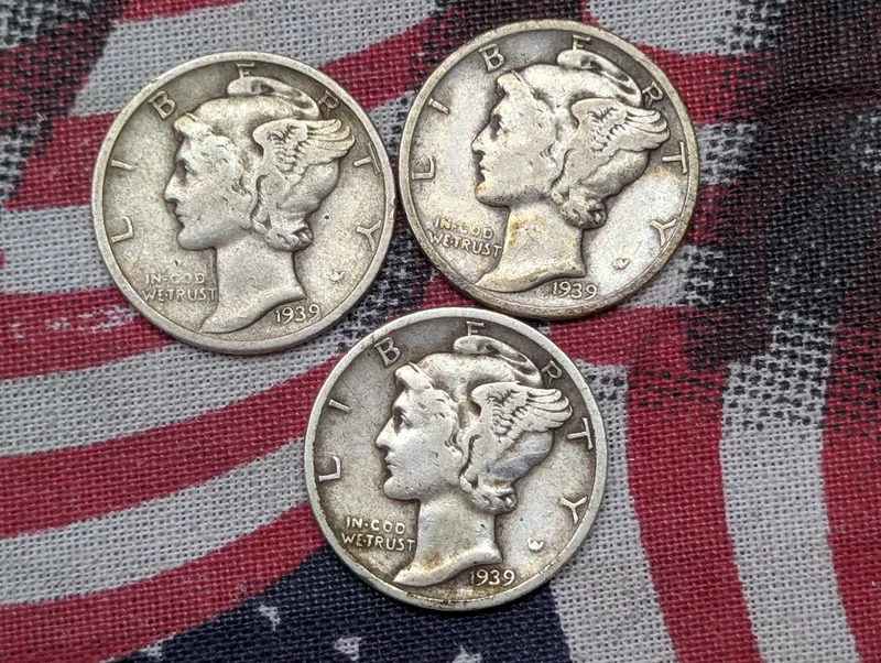 1939 P, D & S Mercury Dimes, 90% Silver from auction in Greenville, Ohio — image 35