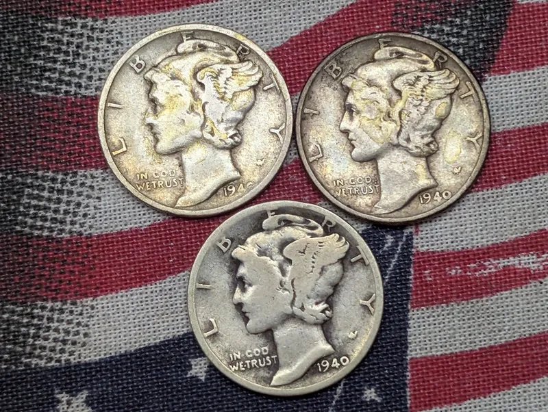1940 P, D & S Mercury Dimes, 90% Silver from auction in Greenville, Ohio — image 44