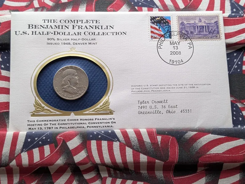 1948-D US Franklin Half Dollar, 90% Silver - Housed in Philatelic-Numismatic Commemorative Cover from auction in Greenville, Ohio — image 48