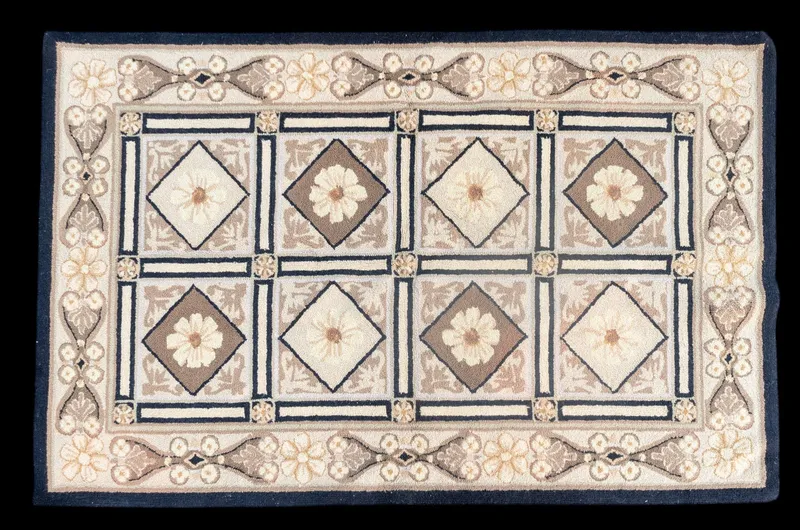 19th C American Hook Rug Geometric from auction in York, Pennsylvania — image 24