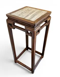 Chinese Hardwood Square Pedestal Table